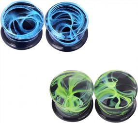 img 3 attached to Glass Gauges Jellyfish Nest Wave Saddle Ear Plugs Stretching Piercing 2G-5/8" (2Pcs-4Pcs)