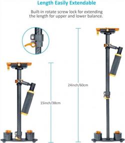 img 3 attached to HS60-C Carbon Fiber Video Stabilizer - Professional Handheld For DSLR Cameras, Camcorders, Smartphones And IPhones With Quick Shoe Plate And Adjustable Height/Weight Settings (24"/60Cm)