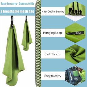 img 2 attached to Experience Microfiber Luxury On The Go: BOGI Quick-Dry Travel Sports Towel For Camping, Gym, Beach, Bath, Yoga, Swimming And Backpacking - Soft, Lightweight And Compact (M: 40''X20''-AGreen)