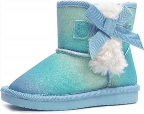 img 4 attached to Sparkle And Warmth: KRABOR Glitter Snow Boots For Toddlers And Little Girls With Cotton Lining And Adorable Bow