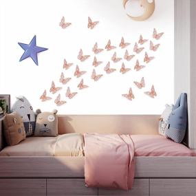 img 2 attached to Rose Gold 3D Butterfly Wall Decor - 24Pcs, 2 Styles & 3 Sizes | Party/Wedding/Nursery Room DIY Decoration