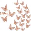 rose gold 3d butterfly wall decor - 24pcs, 2 styles & 3 sizes | party/wedding/nursery room diy decoration logo