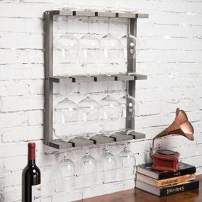 img 2 attached to MyGift Wine Glass Rack - Wall-Mounted Vintage Gray Wood Stemware Rack, 12 Glassware Holder Rack, Wine Glasses Storage Hanger For Bar Kitchen