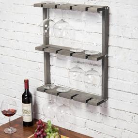 img 3 attached to MyGift Wine Glass Rack - Wall-Mounted Vintage Gray Wood Stemware Rack, 12 Glassware Holder Rack, Wine Glasses Storage Hanger For Bar Kitchen