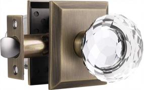 img 4 attached to Probrico Keyless Crystal Glass Door Knob Set, Antique Bronze Passage Interior Knobs For Closet And Hall Doors With Heavy Duty Round Diamond Shape - 1 Pack