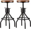 lokkhan set of 2 industrial bar stool-height adjustable swivel wood and metal bar stool,farmhouse stool,extra tall pub height,23"-30 logo