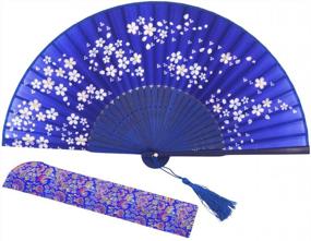 img 4 attached to Blue-A Handmade Chinese/Japanese Folding Fan By Meifan - Perfect For Staying Cool In Style