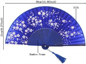 img 3 attached to Blue-A Handmade Chinese/Japanese Folding Fan By Meifan - Perfect For Staying Cool In Style