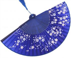 img 1 attached to Blue-A Handmade Chinese/Japanese Folding Fan By Meifan - Perfect For Staying Cool In Style