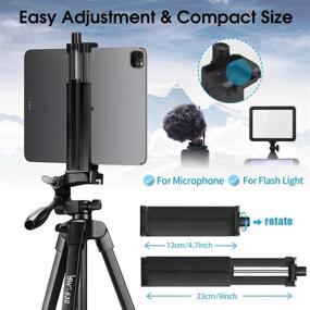 img 2 attached to 📷 Lusweimi 60-Inch Camera Tripod: iPad Pro & iPhone Compatible, Tablet/iPad Pro 12.9 inch Support, Wireless Remote, Bag – Ideal for Vlog/Video/Photography