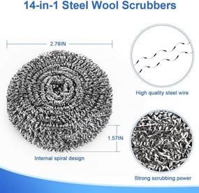 img 3 attached to 🧽 ovwo 14Pack Upgraded Steel Wool Scrubbers - Premium Stainless Steel Scrubber for Tough Cleaning Tasks