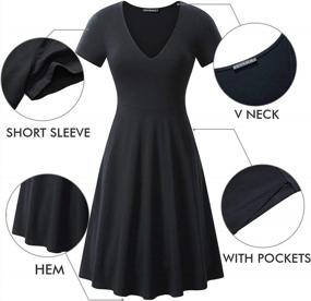 img 1 attached to FENSACE Knee Length V-Neck Skater Dress With Short Sleeves And Empire Waist For Women'S Casual Wear
