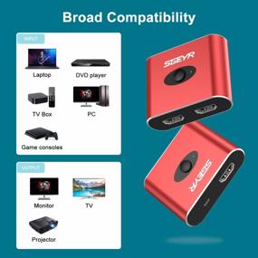 img 2 attached to SGEYR Red Aluminum HDMI Switch, 2 In 1 Out Bi-Directional Splitter With 4K@60Hz, 3D And HDR Support - Perfect For PS4/Xbox, DVD, Fire Stick, And HDTVs