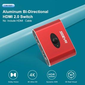 img 3 attached to SGEYR Red Aluminum HDMI Switch, 2 In 1 Out Bi-Directional Splitter With 4K@60Hz, 3D And HDR Support - Perfect For PS4/Xbox, DVD, Fire Stick, And HDTVs