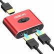 sgeyr red aluminum hdmi switch, 2 in 1 out bi-directional splitter with 4k@60hz, 3d and hdr support - perfect for ps4/xbox, dvd, fire stick, and hdtvs logo