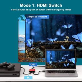 img 1 attached to SGEYR Красный алюминиевый переключатель HDMI, двунаправленный разветвитель 2 в 1 с поддержкой 4K при 60 Гц, 3D и HDR - идеально подходит для PS4 / Xbox, DVD, Fire Stick и HDTV