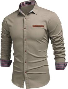 img 4 attached to Coofandy Casual Dress Button Shirts Men's Clothing ... Shirts