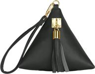 leather clutch wallet triangle wristlet women's handbags & wallets : wristlets logo