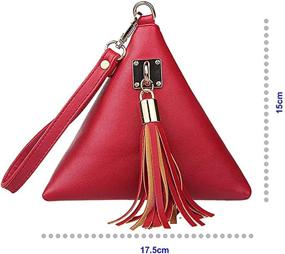 img 3 attached to Leather Clutch Wallet Triangle Wristlet Women's Handbags & Wallets : Wristlets