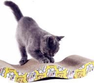 loyeh cat scratcher cardboard for kittens - wave curved corrugated scratching pad with catnip - brown, 16x8x1.5 inches logo