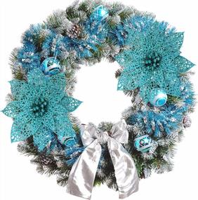 img 3 attached to Add Glittering Elegance To Your Teal Blue Christmas Tree With Supla'S 24 Pack Poinsettia Flower Picks