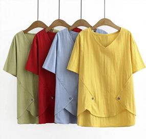 img 2 attached to Stay Chic This Summer With SCOFEEL'S Linen Short Sleeve Tops For Women