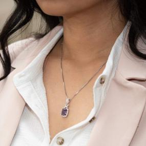 img 3 attached to Stunning Peora Simulated Alexandrite Vintage Pendant Necklace - Genuine Sterling Silver & Color-Changing 4.50 Carats Cut To Perfection