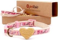 🐱 pettsie breakaway safety cat collar with heart and friendship bracelet, soft and comfortable 100% cotton, adjustable size 8-11 inch, strong and durable, includes gift box logo