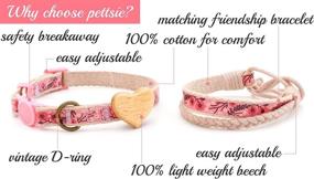 img 3 attached to 🐱 Pettsie Breakaway Safety Cat Collar with Heart and Friendship Bracelet, Soft and Comfortable 100% Cotton, Adjustable Size 8-11 Inch, Strong and Durable, Includes Gift Box