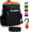 convenient dog training bag with metal clip, waist belt, shoulder strap and poop bag dispenser logo