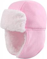 warm kids trapper hat with velvet lining and earflaps - cozy fleece baby boys and girls winter beanie logo