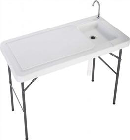 img 2 attached to Portable Outdoor Fish Table Folding Camping Sink Work Station Desk W/Quick Connect Faucet For Picnic Cleaning Cutting Patio