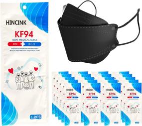 img 4 attached to 🎭 [20-Pack] HINCINK Kf94 Masks Black [Individually Packaged] Unisex, 4-Layer Mask, Tri-Folding Style for Adults and Seniors