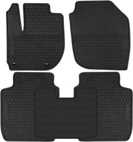 img 4 attached to 🚗 Custom Fit Full Black Rubber Car Floor Mats for Honda Fit 2015-2020 - All Weather Protection, Heavy Duty & Odorless