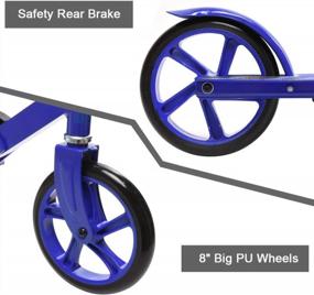 img 3 attached to Deluxe ChromeWheels Kick Scooter: 8" Large 2-Wheels, Wide Deck, Adjustable Height & Foldable – Perfect For Kids, Girls, Boys & Teens | 200Lb Weight Limit | Gift Idea For Ages 6 And Up