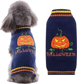 img 4 attached to 🎃 DOGGYZSTYLE Halloween Pumpkin Pet Sweaters - Funny Dog/Cat Knitwear Clothes, Holiday Party Outfit, Apparel for Small to Medium Dogs