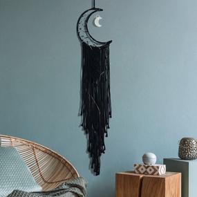 img 1 attached to Unique Handmade Black Macrame Moon Dream Catcher - Perfect Gift For Girl Kids!