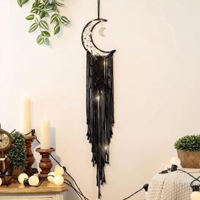 img 4 attached to Unique Handmade Black Macrame Moon Dream Catcher - Perfect Gift For Girl Kids!