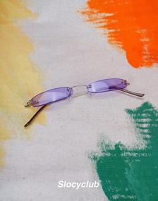img 2 attached to Vintage Rectangle Skinny Sunglasses For Women & Men - Slocyclub Retro Small Thin Metal Frame