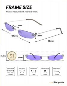img 1 attached to Vintage Rectangle Skinny Sunglasses For Women & Men - Slocyclub Retro Small Thin Metal Frame