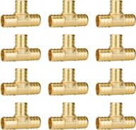 sungator 3/4 inch pex tee brass crimping fittings(12-pack), 3/4" x 3/4" x 3/4", no lead brass logo