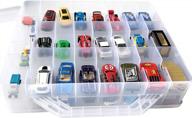 efficiently organize mini toys with home4 double sided bpa free storage container - 48 compartments - compatible with hot wheels, dolls, crafts and tools - toy organizer carrying case - clear logo