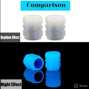 img 2 attached to 🔵 Pincuttee Tire Valve Stem Caps for Car - 4 Pack, Glowing Blue Valve Caps, Fluorescent Universal Covers for Car, Truck, SUV