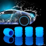 🔵 pincuttee tire valve stem caps for car - 4 pack, glowing blue valve caps, fluorescent universal covers for car, truck, suv логотип