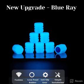 img 1 attached to 🔵 Pincuttee Tire Valve Stem Caps for Car - 4 Pack, Glowing Blue Valve Caps, Fluorescent Universal Covers for Car, Truck, SUV