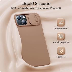 img 3 attached to 📱 Feaigit Liquid Silicone iPhone 13 Case with Slide Camera Cover, Dual Camera Protection, Adjustable Phone Lanyard, Shockproof Protective, 6.1'' - Brown