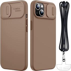 img 4 attached to 📱 Feaigit Liquid Silicone iPhone 13 Case with Slide Camera Cover, Dual Camera Protection, Adjustable Phone Lanyard, Shockproof Protective, 6.1'' - Brown