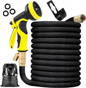 img 4 attached to Garden Hose 100Ft Water Hose,Leakproof Lightweight Hose With 10 Function Nozzle,3-Layers Latex,3/4 Inch Solid Brass Fittings,No Kink 100 Foot Water Hose, Flexible Garden Hoses Watering And Washing