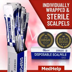 img 1 attached to MedHelp Disposable Scalpel 10 - Pack Of 20 High-Carbon Steel Dermablade Blades With Plastic Handle For Precise Dermaplaning - Individually Wrapped For Sterile Use