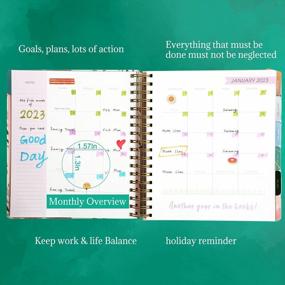 img 3 attached to 2023 CAGIE Women'S Weekly And Monthly Planner - Waterproof Hardcover Agenda With Printed Cover And Green Spiral Binding, Jan-Dec With Tabs And Stickers Included